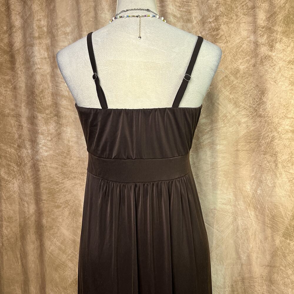Y2K Boho Maxi Dress Paisley Brown Multicolor Sleeveless Empire Waist Summer - Picture 7 of 10